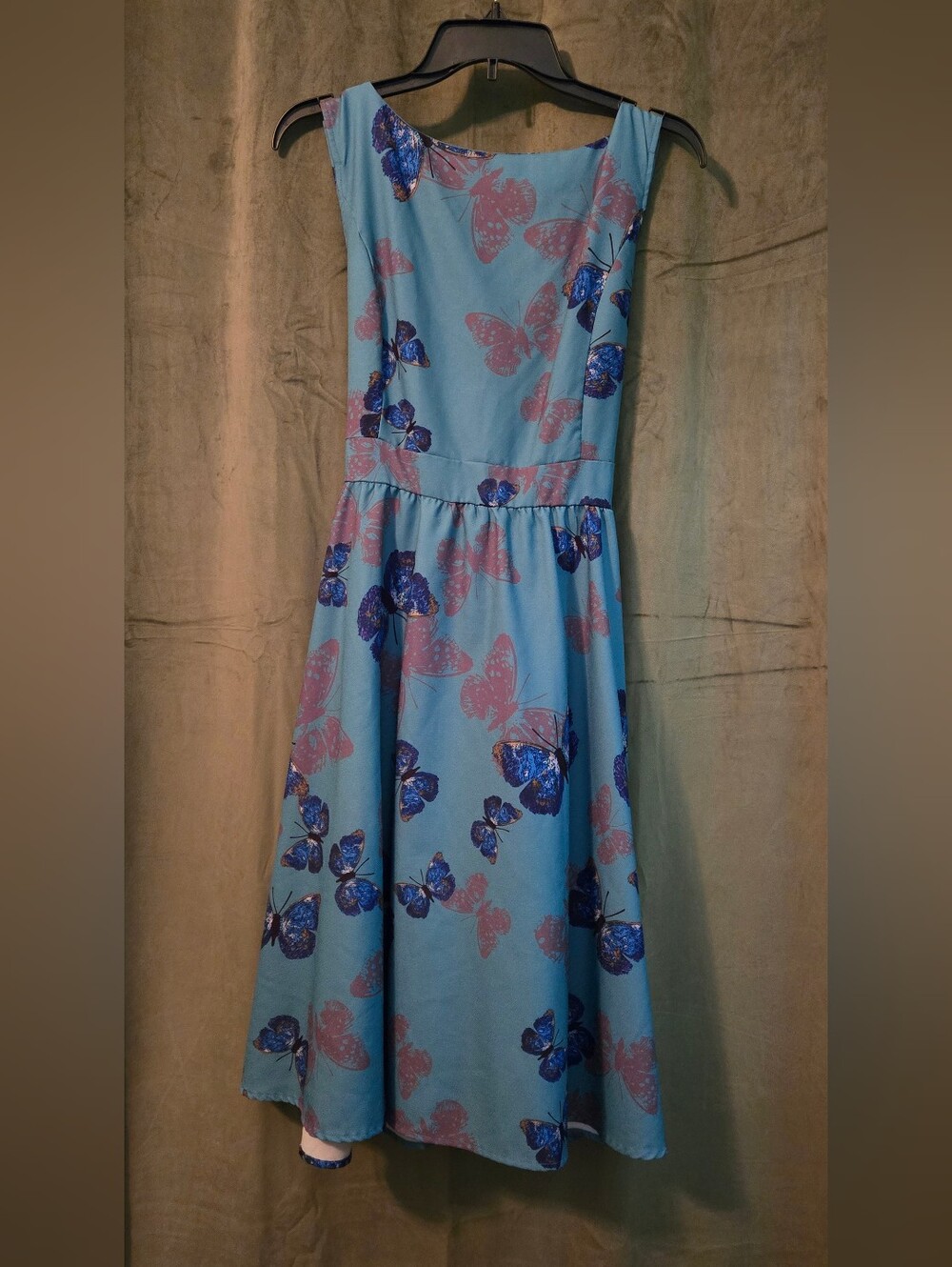 Girls Blue Butterfly Print Dress